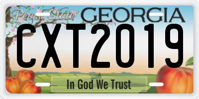 GA license plate CXT2019