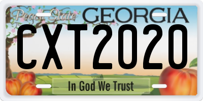 GA license plate CXT2020