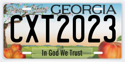 GA license plate CXT2023