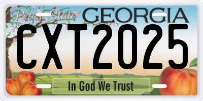 GA license plate CXT2025