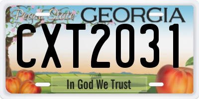 GA license plate CXT2031