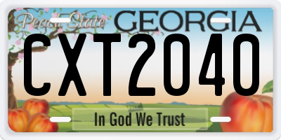 GA license plate CXT2040