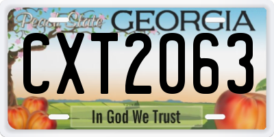 GA license plate CXT2063