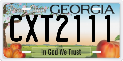 GA license plate CXT2111