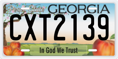 GA license plate CXT2139