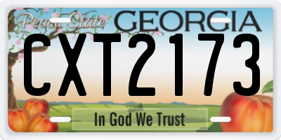 GA license plate CXT2173
