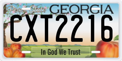 GA license plate CXT2216