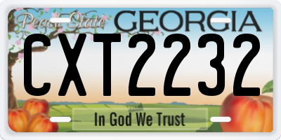 GA license plate CXT2232