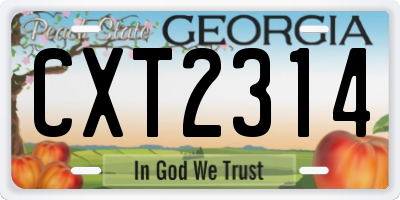 GA license plate CXT2314