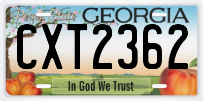 GA license plate CXT2362