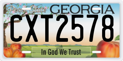 GA license plate CXT2578