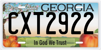 GA license plate CXT2922