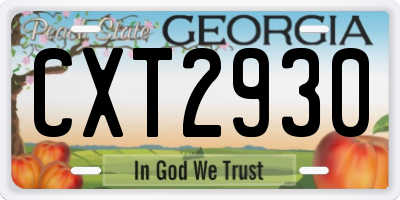 GA license plate CXT2930