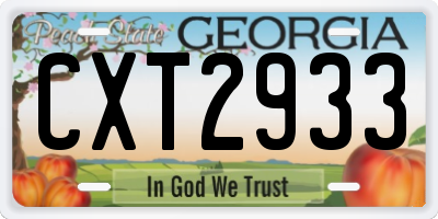 GA license plate CXT2933