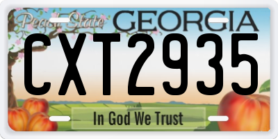 GA license plate CXT2935
