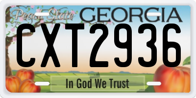 GA license plate CXT2936