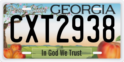 GA license plate CXT2938