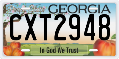 GA license plate CXT2948