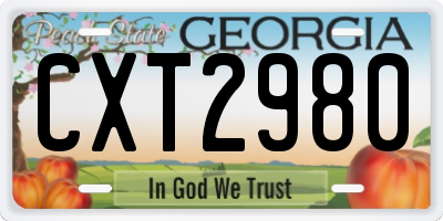 GA license plate CXT2980