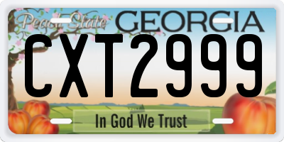 GA license plate CXT2999