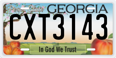 GA license plate CXT3143