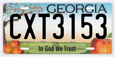 GA license plate CXT3153