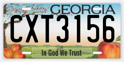 GA license plate CXT3156