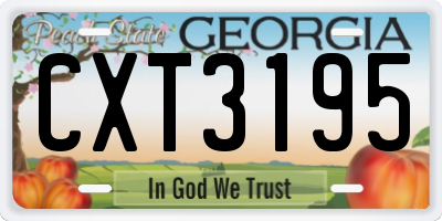 GA license plate CXT3195