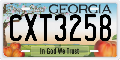 GA license plate CXT3258