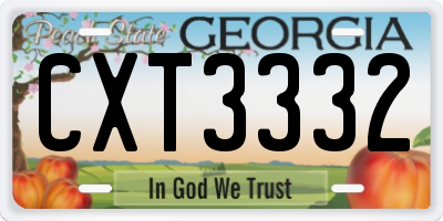 GA license plate CXT3332