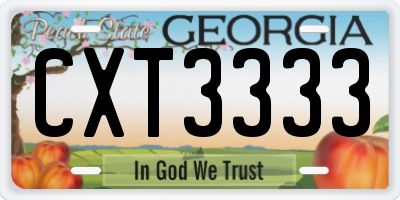 GA license plate CXT3333