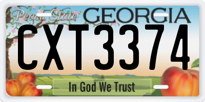 GA license plate CXT3374