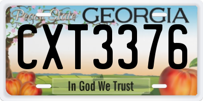 GA license plate CXT3376