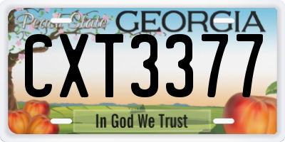 GA license plate CXT3377