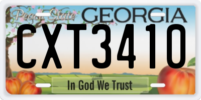 GA license plate CXT3410