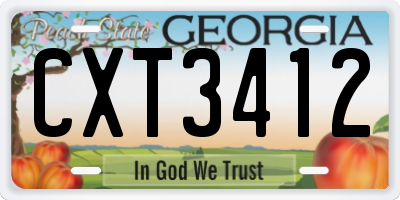 GA license plate CXT3412