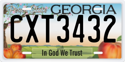 GA license plate CXT3432