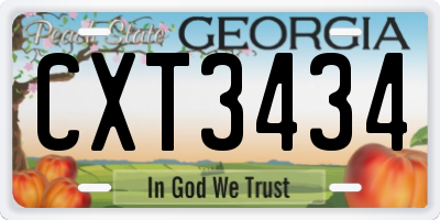 GA license plate CXT3434