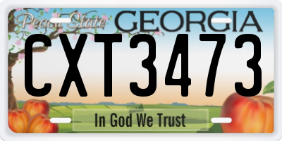 GA license plate CXT3473