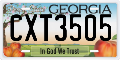 GA license plate CXT3505
