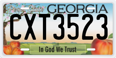 GA license plate CXT3523
