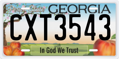 GA license plate CXT3543
