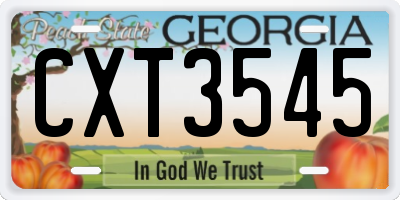 GA license plate CXT3545