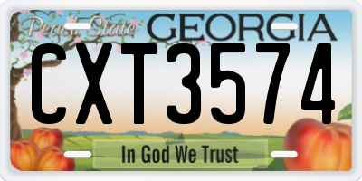 GA license plate CXT3574
