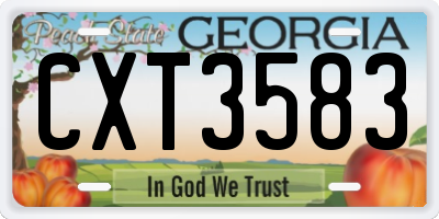GA license plate CXT3583
