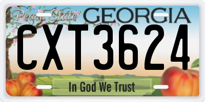 GA license plate CXT3624