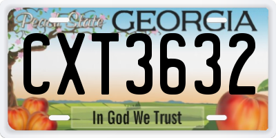 GA license plate CXT3632