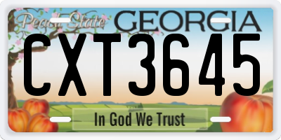 GA license plate CXT3645