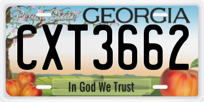 GA license plate CXT3662