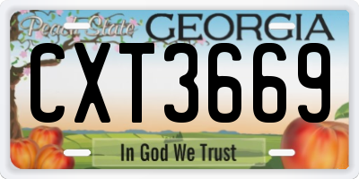 GA license plate CXT3669